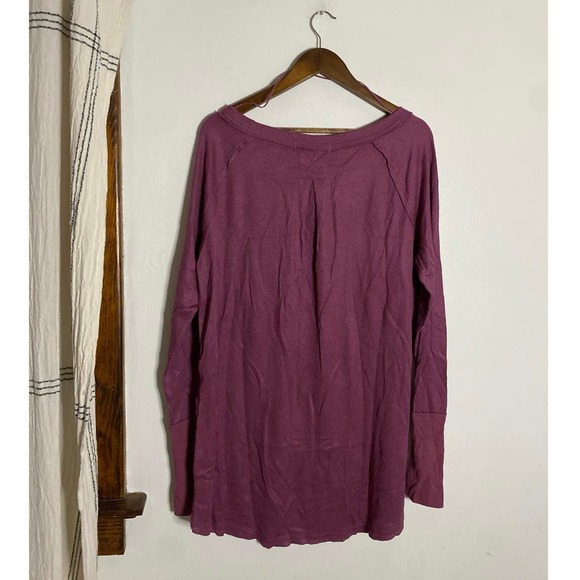 Free People Long Sleeve Shirt Dress Purple Waffle Knit Loungewear - Picture 2 of 8